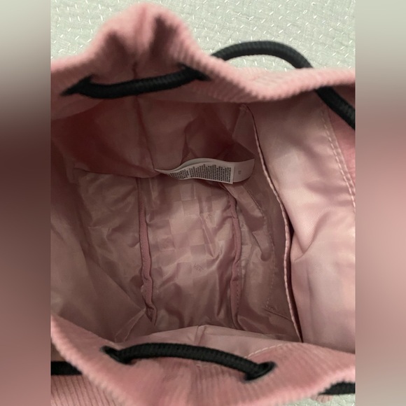 Vans Pink Corduroy Drawstring Backpack with Front Zip Pocket - Picture 7 of 8
